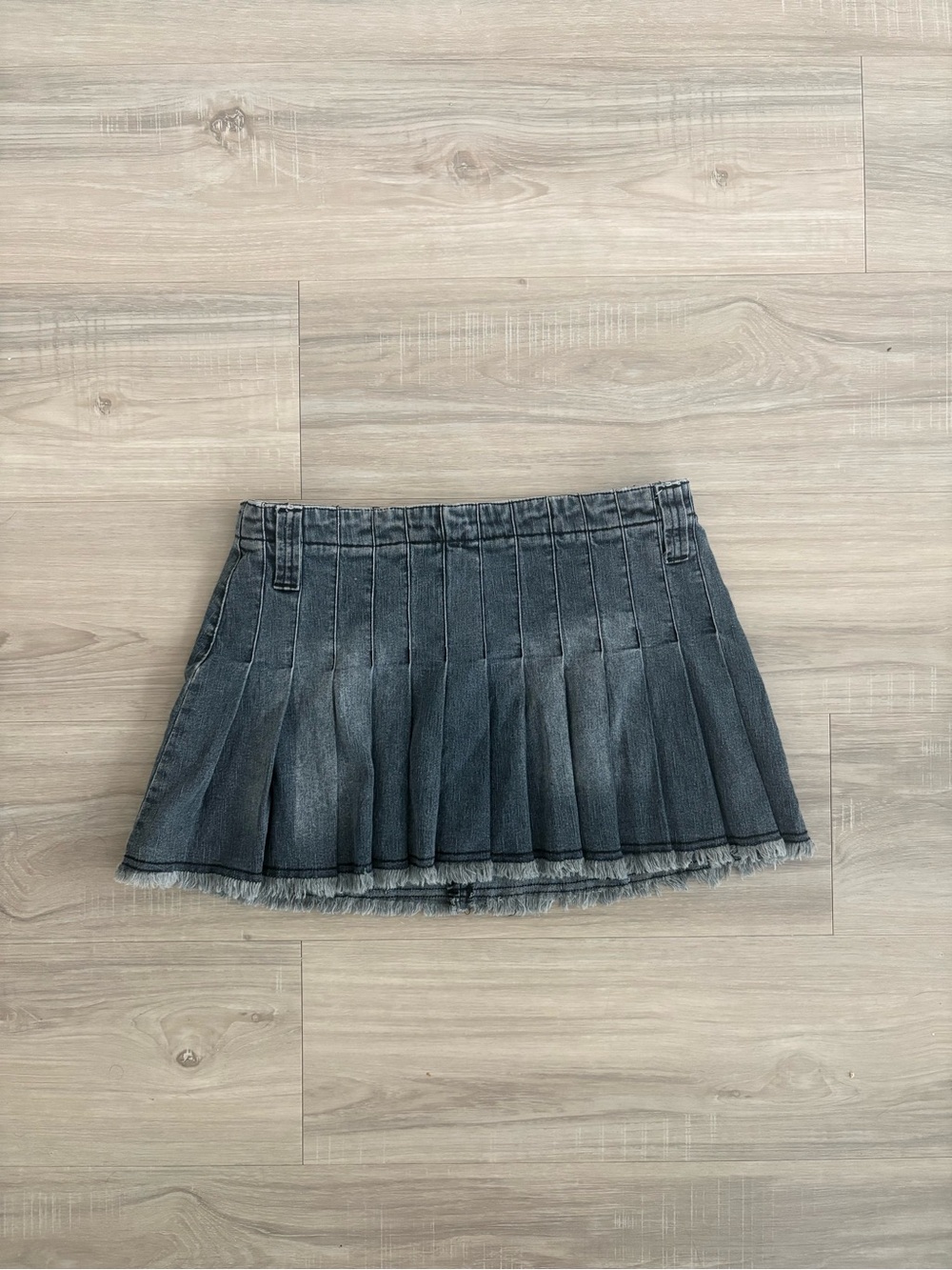 Y2K Duchesse Pleated Denim Mini Skirt